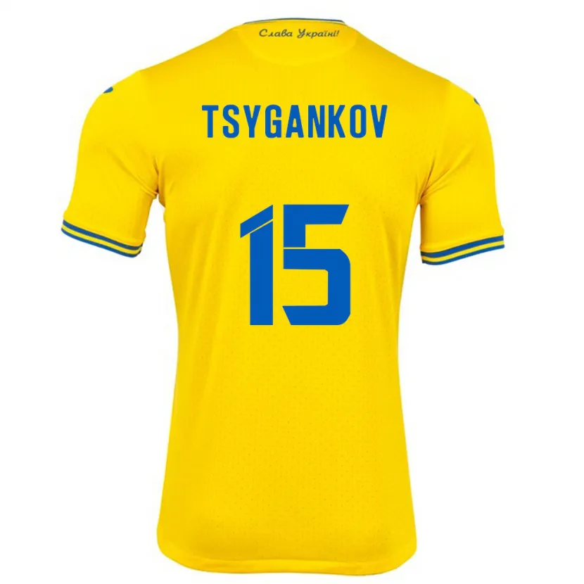 Danxen Kinder Ukraine Viktor Tsygankov #15 Gelb Heimtrikot Trikot 24-26 T-Shirt Schweiz