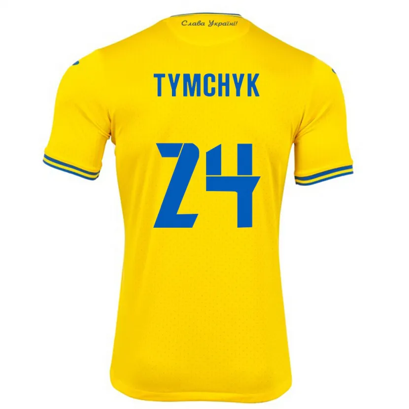 Danxen Kinder Ukraine Oleksandr Tymchyk #24 Gelb Heimtrikot Trikot 24-26 T-Shirt Schweiz