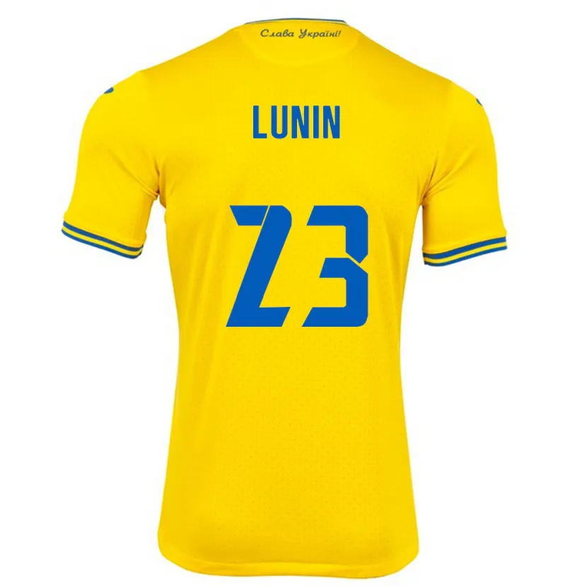 Danxen Kinder Ukraine Andriy Lunin #23 Gelb Heimtrikot Trikot 24-26 T-Shirt Schweiz