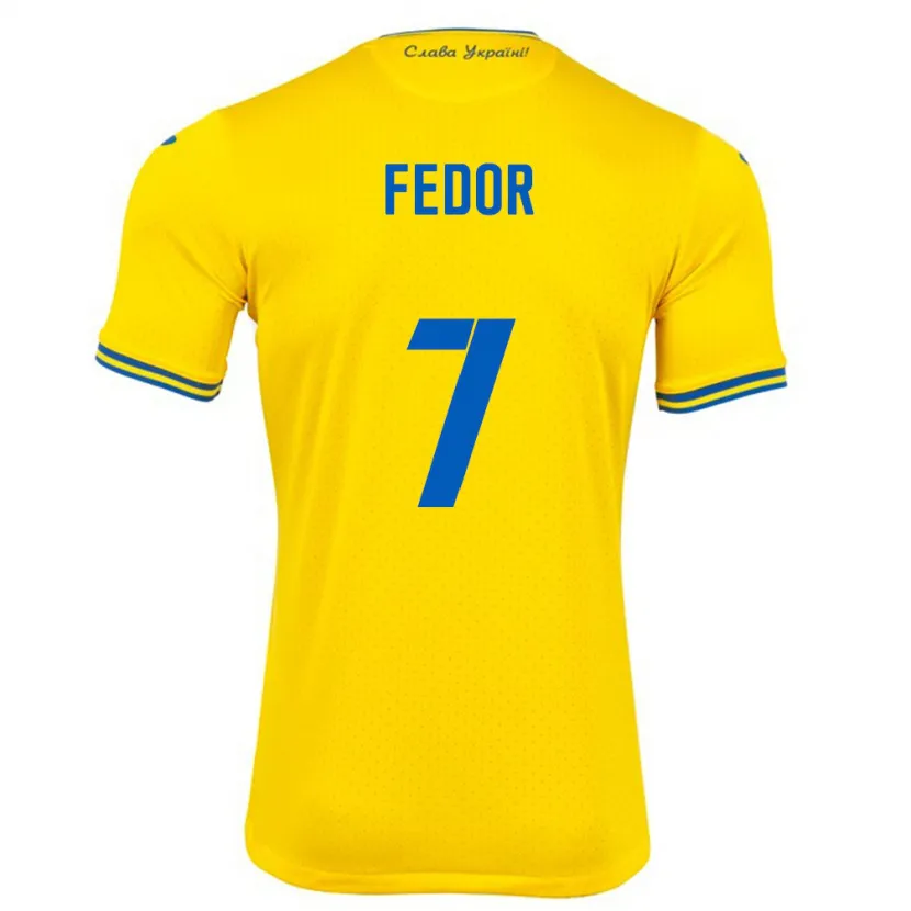 Danxen Kinder Ukraine Oleg Fedor #7 Gelb Heimtrikot Trikot 24-26 T-Shirt Schweiz