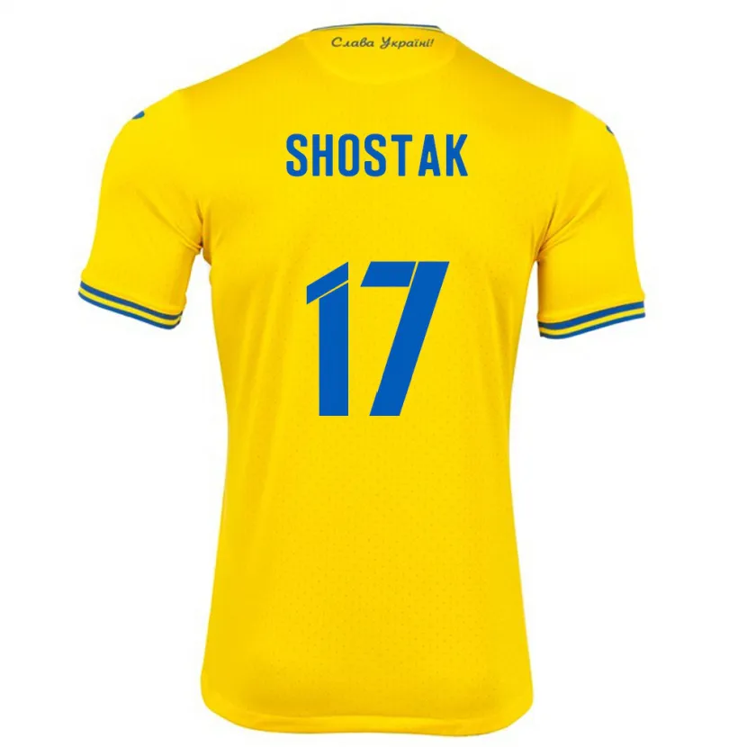 Danxen Kinder Ukraine Denys Shostak #17 Gelb Heimtrikot Trikot 24-26 T-Shirt Schweiz