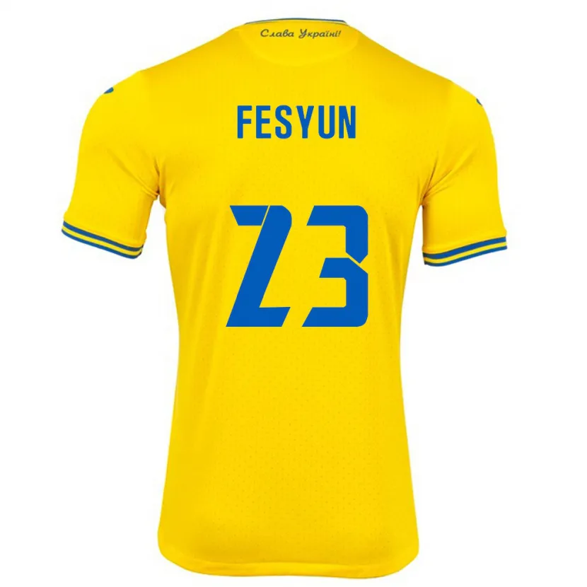 Danxen Kinder Ukraine Kiril Fesyun #23 Gelb Heimtrikot Trikot 24-26 T-Shirt Schweiz