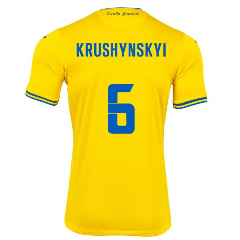 Danxen Kinder Ukraine Borys Krushynskyi #6 Gelb Heimtrikot Trikot 24-26 T-Shirt Schweiz