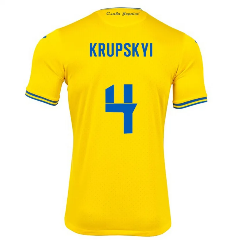 Danxen Kinder Ukraine Ilya Krupskyi #4 Gelb Heimtrikot Trikot 24-26 T-Shirt Schweiz
