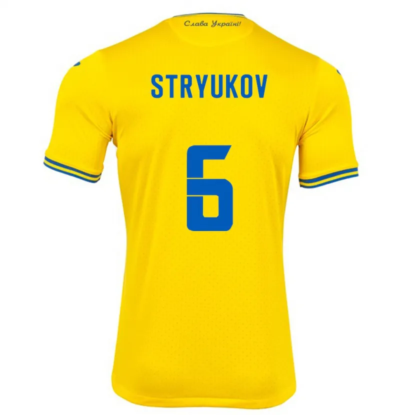 Danxen Kinder Ukraine Maksym Stryukov #6 Gelb Heimtrikot Trikot 24-26 T-Shirt Schweiz