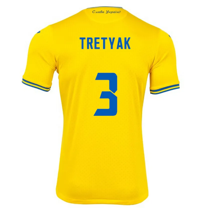 Danxen Kinder Ukraine Demyan Tretyak #3 Gelb Heimtrikot Trikot 24-26 T-Shirt Schweiz
