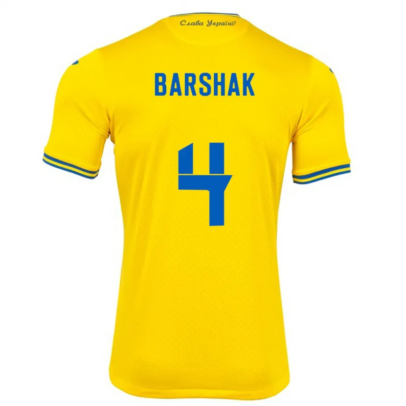 Danxen Kinder Ukraine Maksym Barshak #4 Gelb Heimtrikot Trikot 24-26 T-Shirt Schweiz