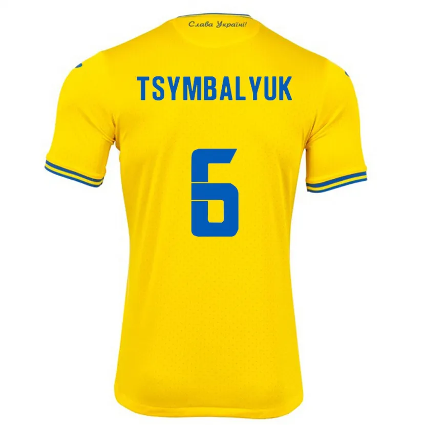 Danxen Kinder Ukraine Maksym Tsymbalyuk #6 Gelb Heimtrikot Trikot 24-26 T-Shirt Schweiz