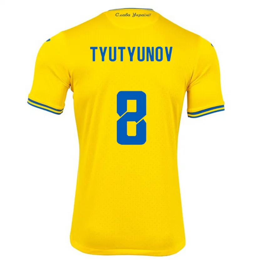 Danxen Kinder Ukraine Vladyslav Tyutyunov #8 Gelb Heimtrikot Trikot 24-26 T-Shirt Schweiz