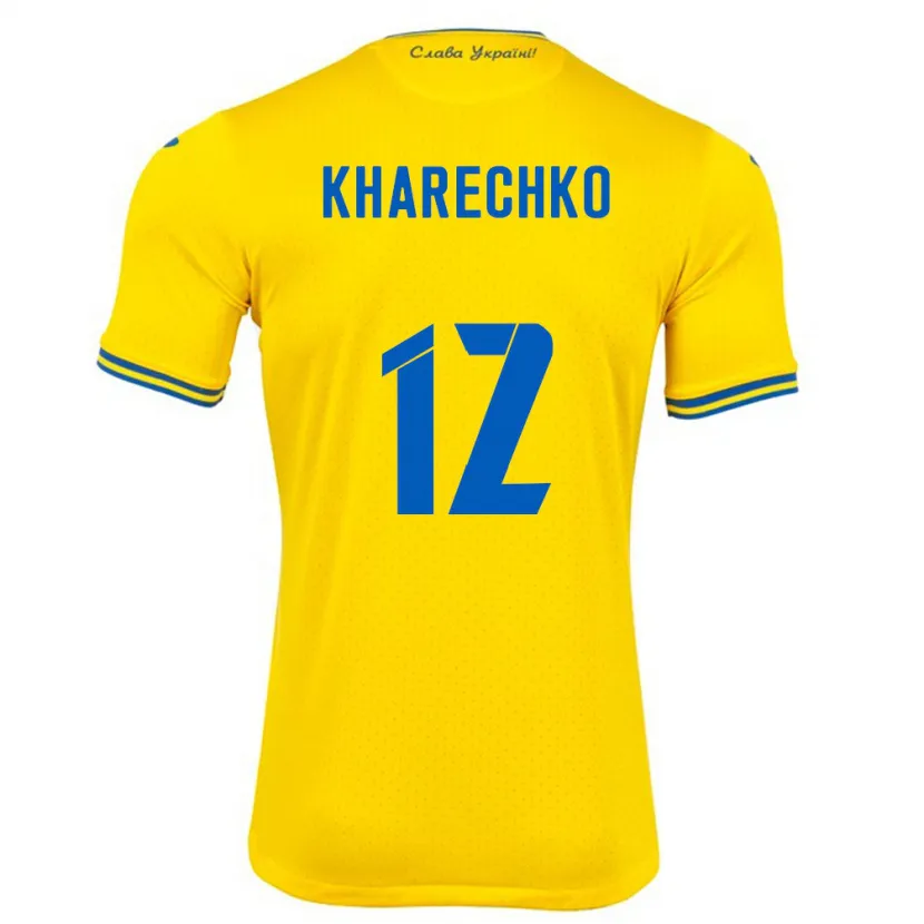 Danxen Kinder Ukraine Oleksandr Kharechko #12 Gelb Heimtrikot Trikot 24-26 T-Shirt Schweiz
