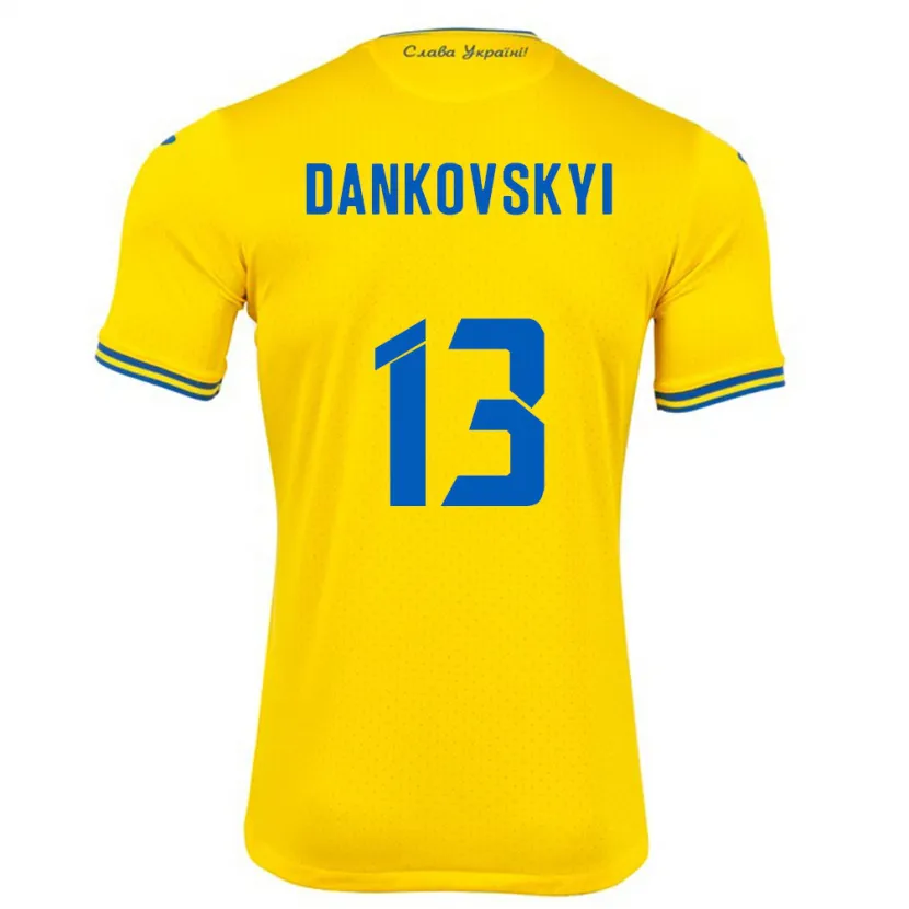 Danxen Kinder Ukraine Yegor Dankovskyi #13 Gelb Heimtrikot Trikot 24-26 T-Shirt Schweiz