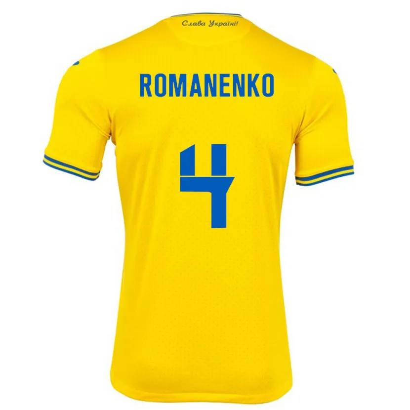 Danxen Kinder Ukraine Tetyana Romanenko #4 Gelb Heimtrikot Trikot 24-26 T-Shirt Schweiz