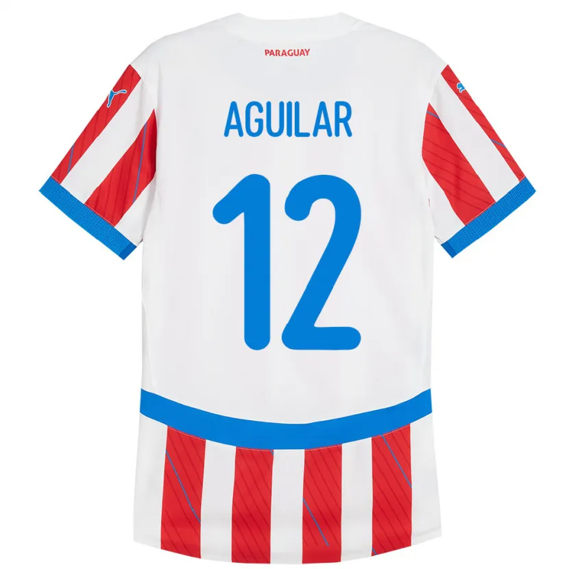 Danxen Kinder Paraguay Alfredo Aguilar #12 Weiß Rot Heimtrikot Trikot 24-26 T-Shirt Schweiz