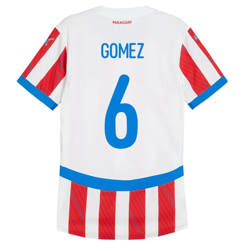 Danxen Kinder Paraguay Marcos Gómez #6 Weiß Rot Heimtrikot Trikot 24-26 T-Shirt Schweiz