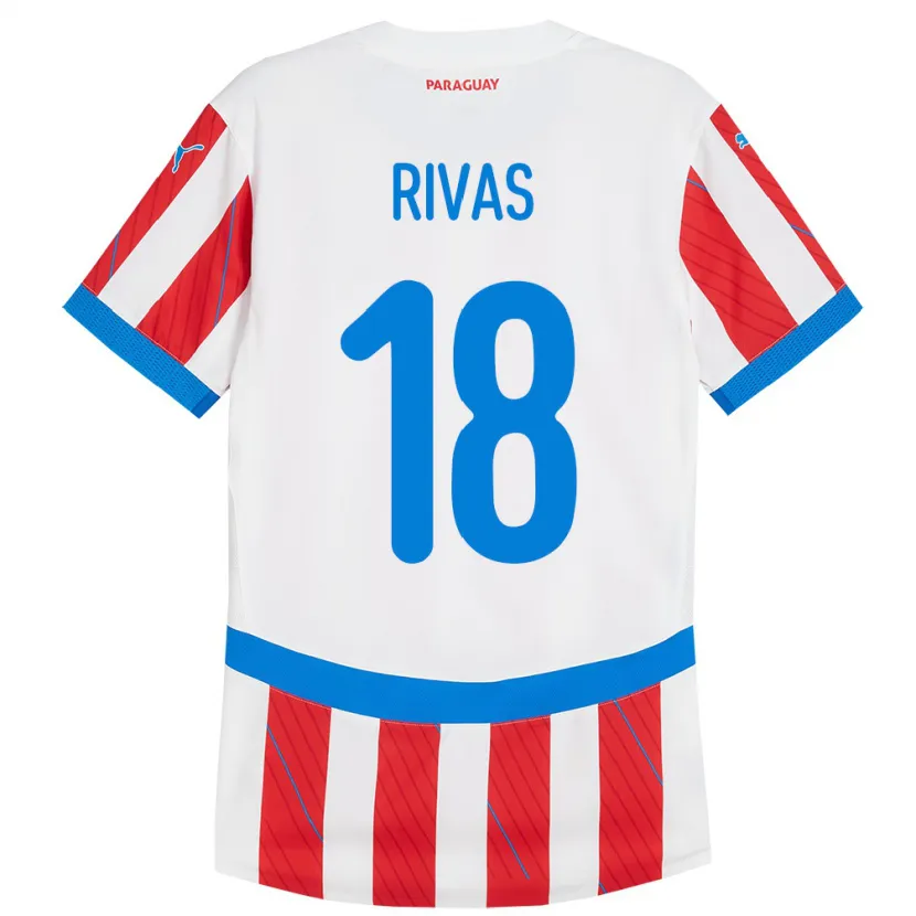 Danxen Kinder Paraguay Daniel Rivas #18 Weiß Rot Heimtrikot Trikot 24-26 T-Shirt Schweiz