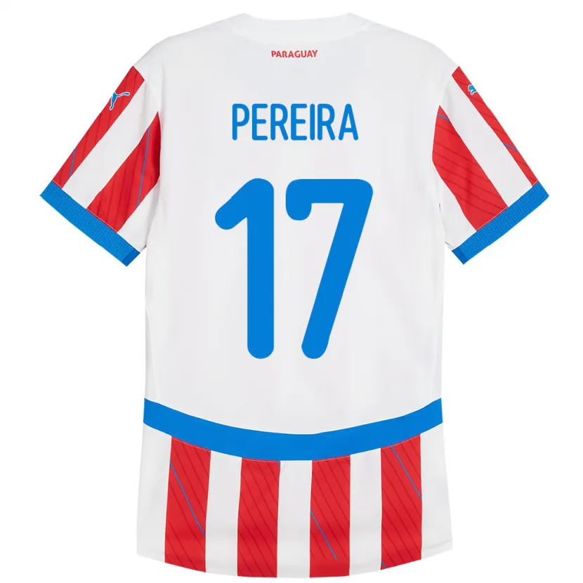 Danxen Kinder Paraguay Kevin Pereira #17 Weiß Rot Heimtrikot Trikot 24-26 T-Shirt Schweiz
