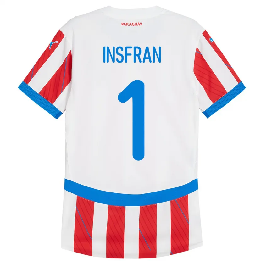 Danxen Kinder Paraguay Facundo Insfrán #1 Weiß Rot Heimtrikot Trikot 24-26 T-Shirt Schweiz