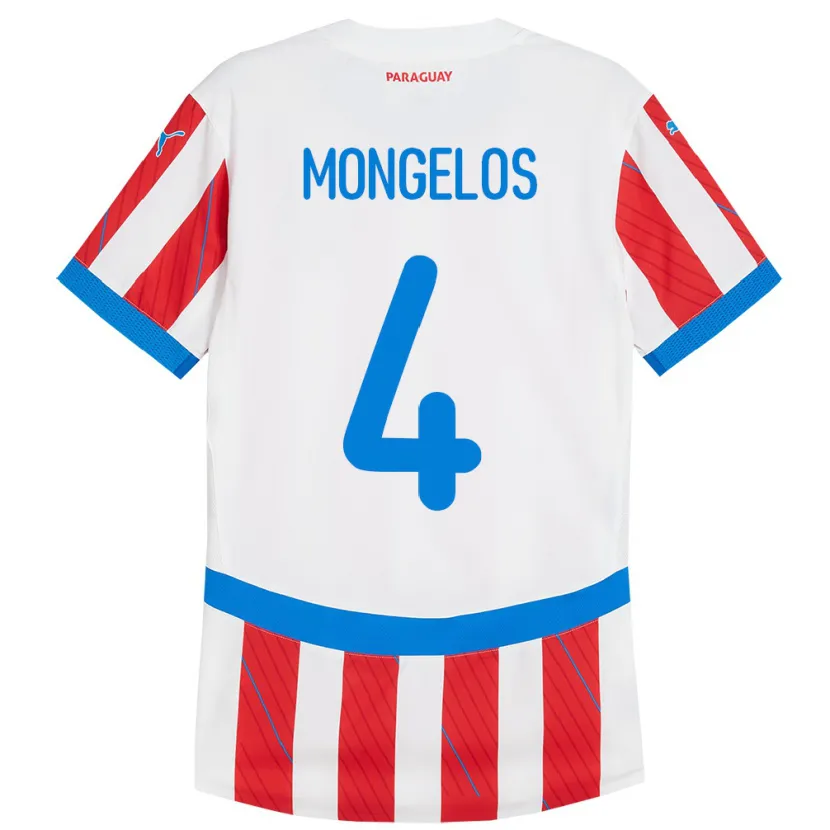 Danxen Kinder Paraguay Rolando Mongelós #4 Weiß Rot Heimtrikot Trikot 24-26 T-Shirt Schweiz