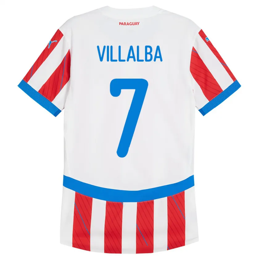 Danxen Kinder Paraguay Rodrigo Villalba #7 Weiß Rot Heimtrikot Trikot 24-26 T-Shirt Schweiz
