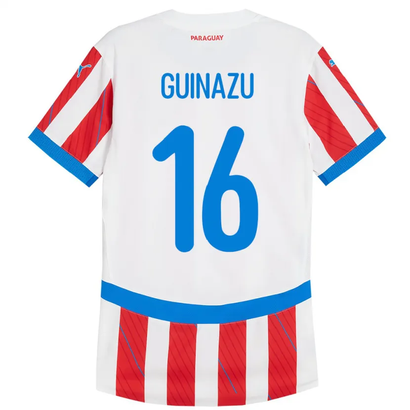 Danxen Kinder Paraguay Lucas Guiñazú #16 Weiß Rot Heimtrikot Trikot 24-26 T-Shirt Schweiz