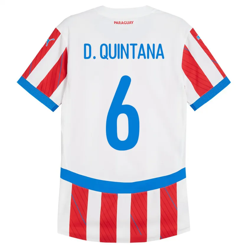 Danxen Kinder Paraguay Dulce Quintana #6 Weiß Rot Heimtrikot Trikot 24-26 T-Shirt Schweiz