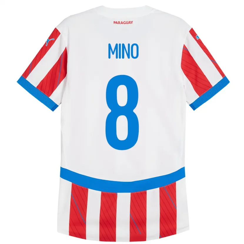 Danxen Kinder Paraguay Rosa Miño #8 Weiß Rot Heimtrikot Trikot 24-26 T-Shirt Schweiz