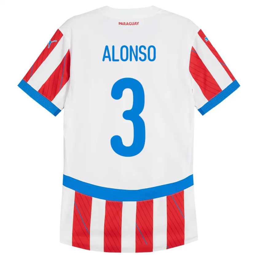 Danxen Kinder Paraguay Lorena Alonso #3 Weiß Rot Heimtrikot Trikot 24-26 T-Shirt Schweiz