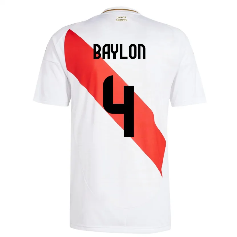 Danxen Kinder Peru Luis Baylón #4 Weiß Heimtrikot Trikot 24-26 T-Shirt Schweiz
