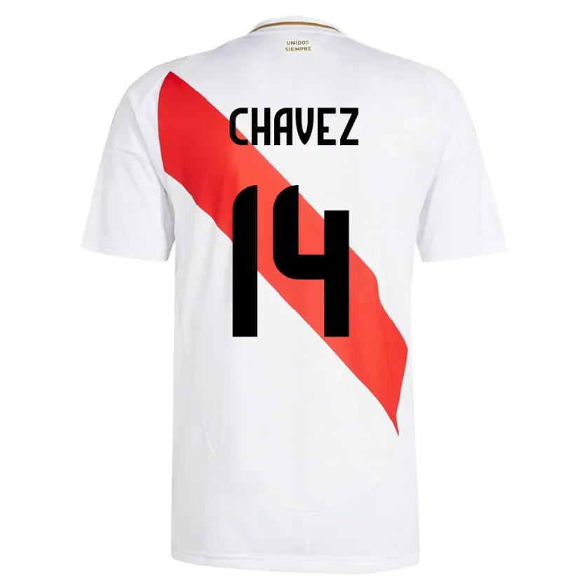 Danxen Kinder Peru Felipe Chávez #14 Weiß Heimtrikot Trikot 24-26 T-Shirt Schweiz