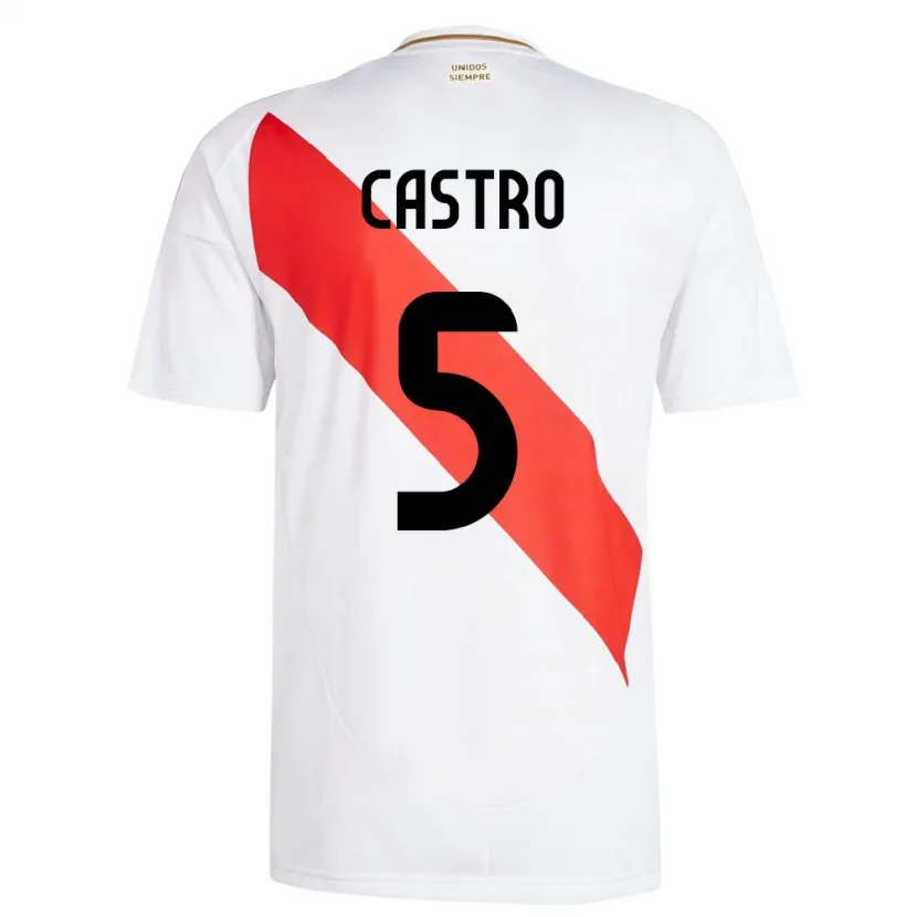 Danxen Kinder Peru Rosa Castro #5 Weiß Heimtrikot Trikot 24-26 T-Shirt Schweiz