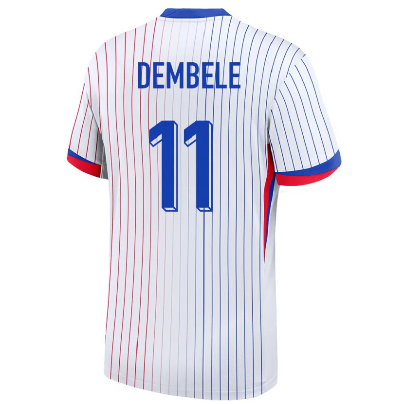 Danxen Kinder Frankreich Ousmane Dembele #11 Weiß Auswärtstrikot Trikot 24-26 T-Shirt Schweiz