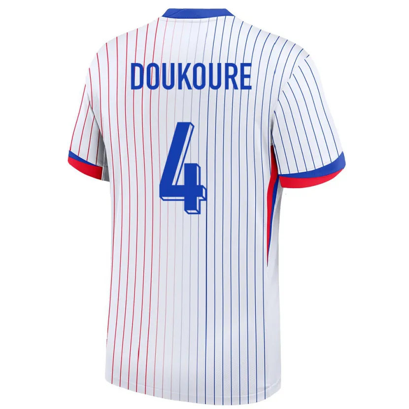 Danxen Kinder Frankreich Ismael Doukoure #4 Weiß Auswärtstrikot Trikot 24-26 T-Shirt Schweiz