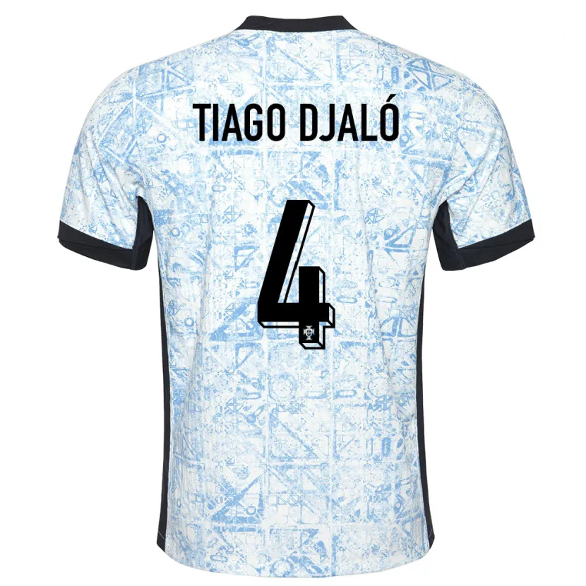 Danxen Kinder Portugal Tiago Djalo #4 Cremeblau Auswärtstrikot Trikot 24-26 T-Shirt Schweiz
