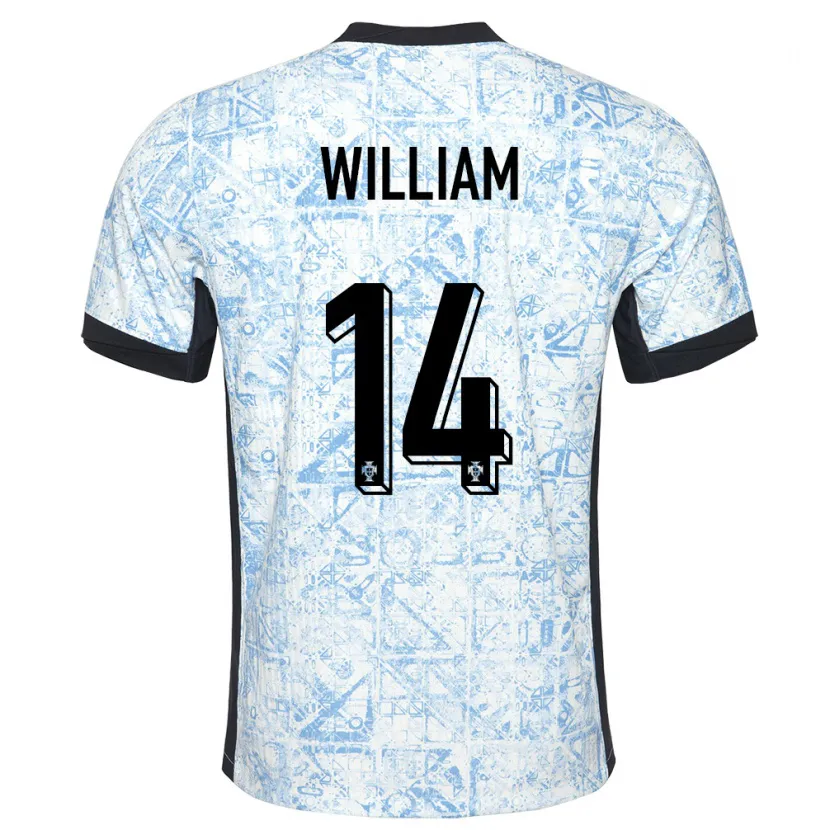 Danxen Kinder Portugal William Carvalho #14 Cremeblau Auswärtstrikot Trikot 24-26 T-Shirt Schweiz