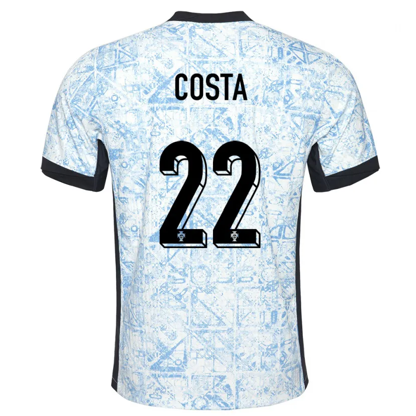 Danxen Kinder Portugal Diogo Costa #22 Cremeblau Auswärtstrikot Trikot 24-26 T-Shirt Schweiz