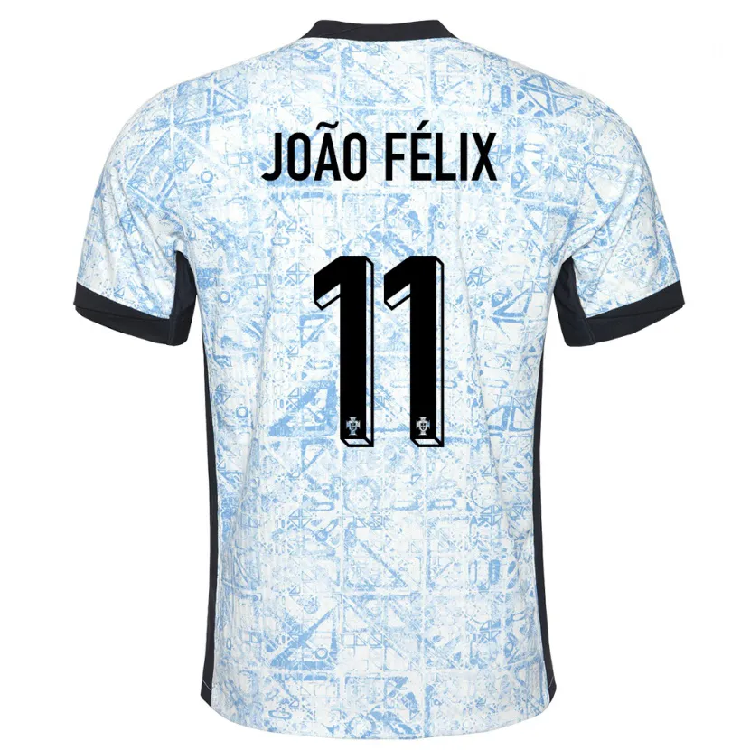 Danxen Kinder Portugal Joao Felix #11 Cremeblau Auswärtstrikot Trikot 24-26 T-Shirt Schweiz