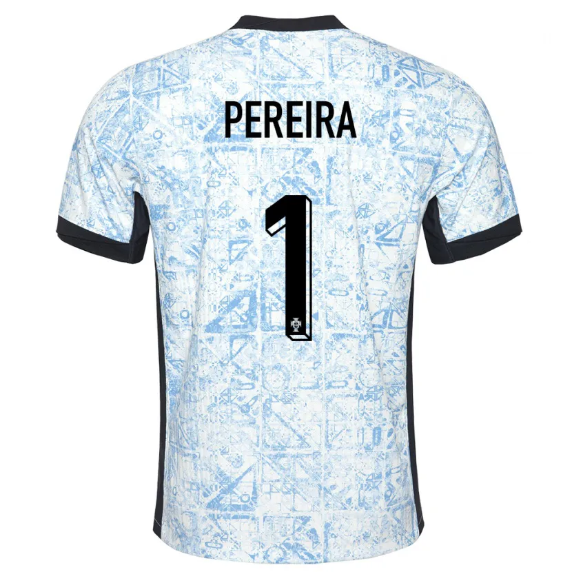 Danxen Kinder Portugal Ines Pereira #1 Cremeblau Auswärtstrikot Trikot 24-26 T-Shirt Schweiz