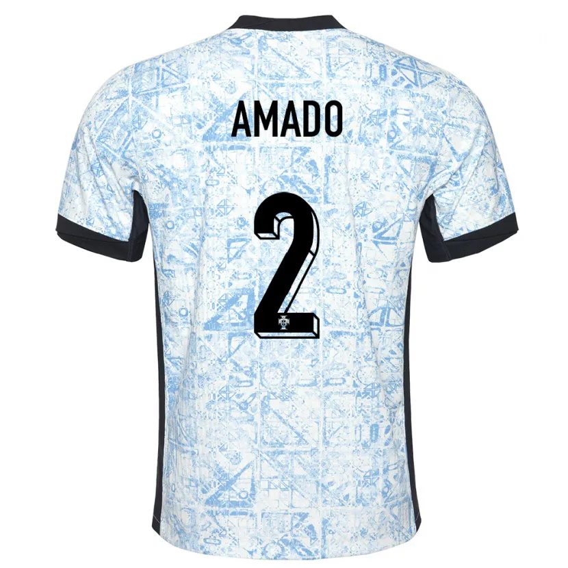 Danxen Kinder Portugal Catarina Amado #2 Cremeblau Auswärtstrikot Trikot 24-26 T-Shirt Schweiz