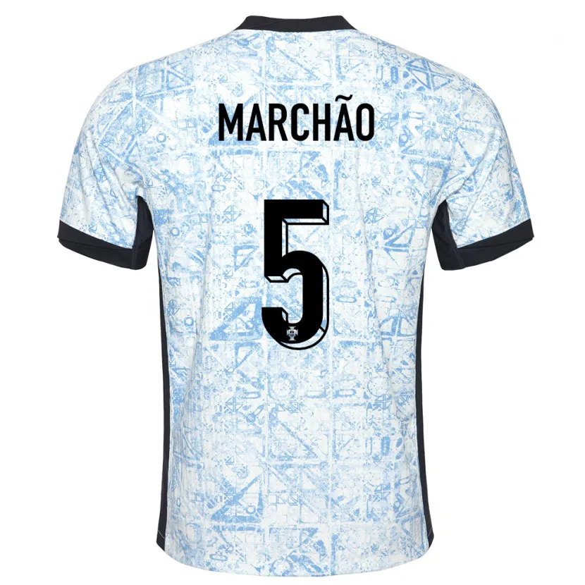 Danxen Kinder Portugal Joana Marchao #5 Cremeblau Auswärtstrikot Trikot 24-26 T-Shirt Schweiz