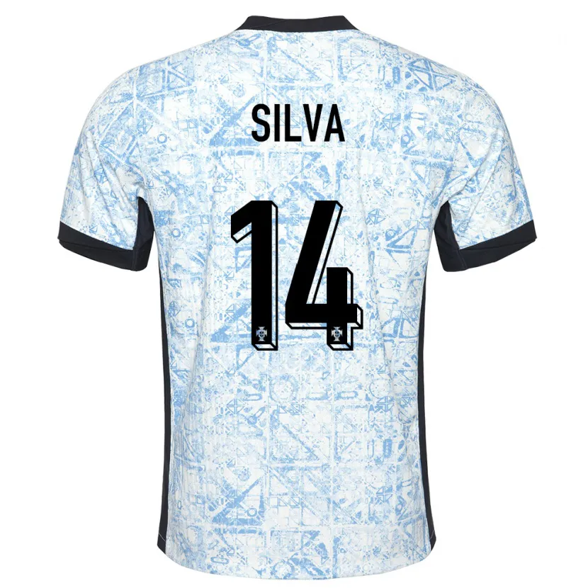 Danxen Kinder Portugal Dolores Silva #14 Cremeblau Auswärtstrikot Trikot 24-26 T-Shirt Schweiz