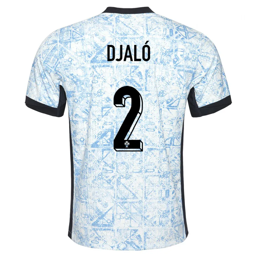 Danxen Kinder Portugal Tiago Djalo #2 Cremeblau Auswärtstrikot Trikot 24-26 T-Shirt Schweiz