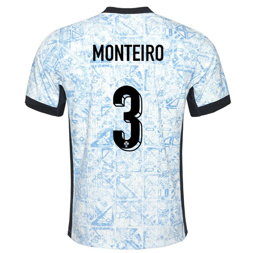 Danxen Kinder Portugal Diogo Monteiro #3 Cremeblau Auswärtstrikot Trikot 24-26 T-Shirt Schweiz