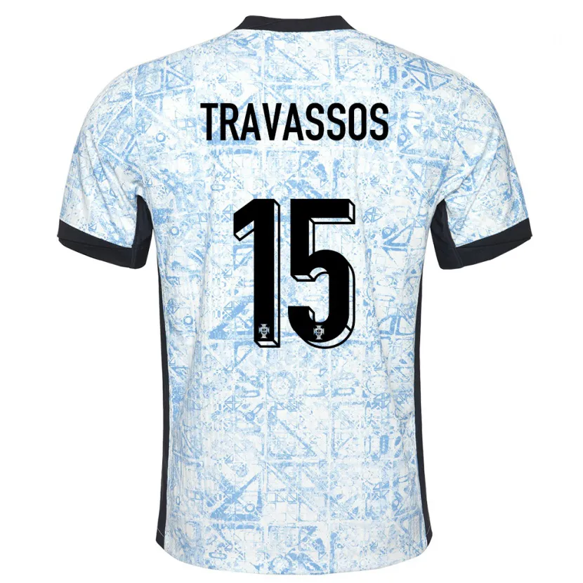 Danxen Kinder Portugal Diogo Travassos #15 Cremeblau Auswärtstrikot Trikot 24-26 T-Shirt Schweiz