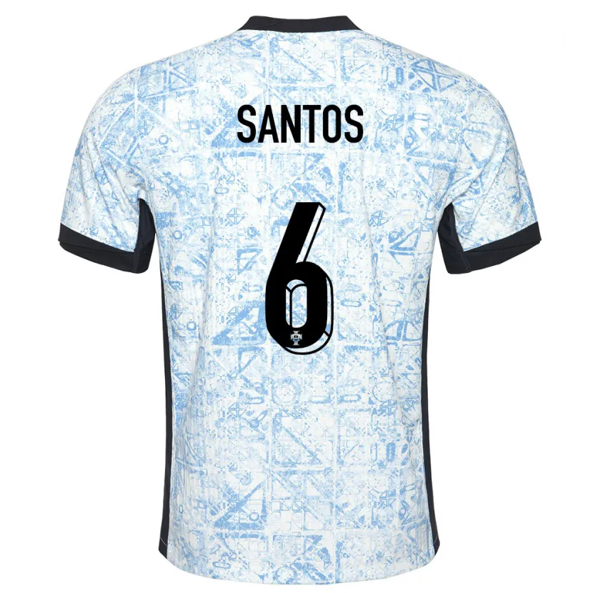 Danxen Kinder Portugal Vasco Santos #6 Cremeblau Auswärtstrikot Trikot 24-26 T-Shirt Schweiz