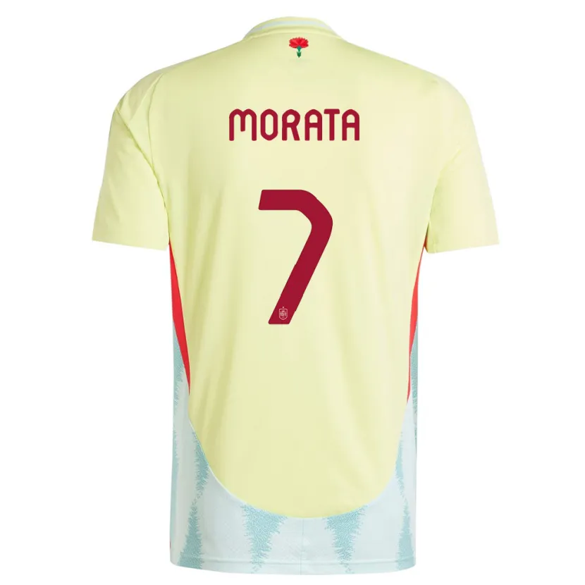 Danxen Kinder Spanien Alvaro Morata #7 Gelb Auswärtstrikot Trikot 24-26 T-Shirt Schweiz