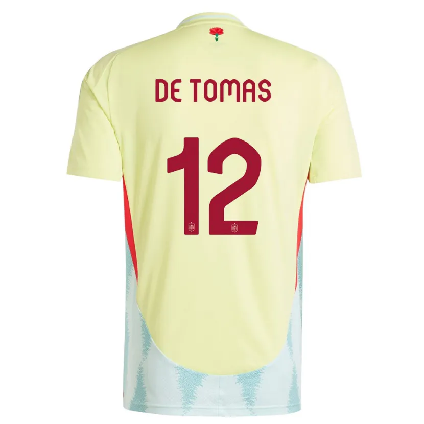 Danxen Kinder Spanien Raul De Tomas #12 Gelb Auswärtstrikot Trikot 24-26 T-Shirt Schweiz