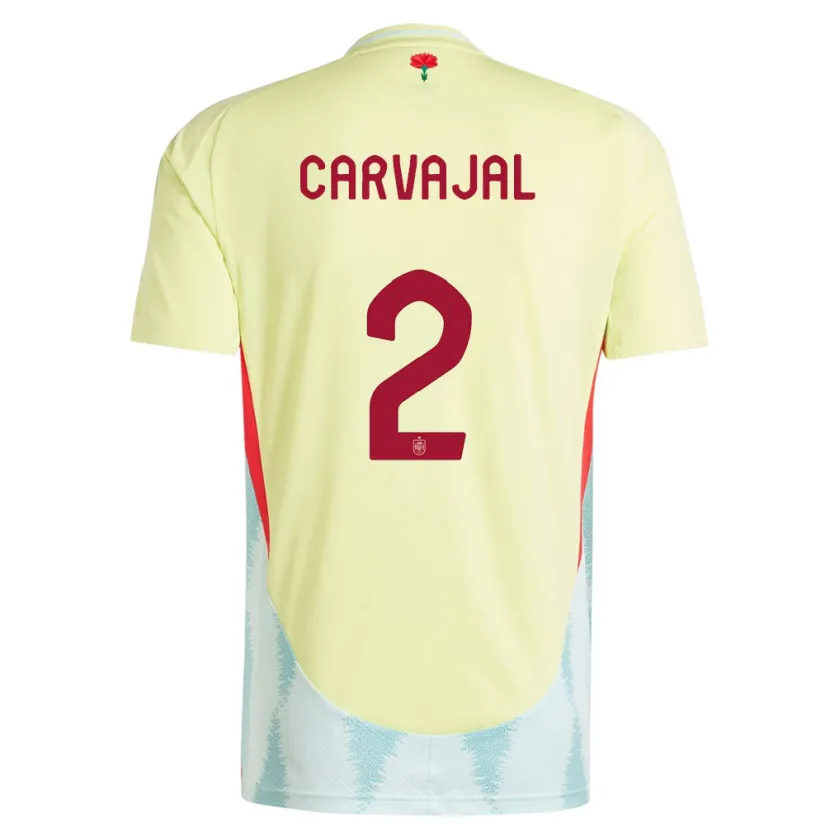 Danxen Kinder Spanien Daniel Carvajal #2 Gelb Auswärtstrikot Trikot 24-26 T-Shirt Schweiz