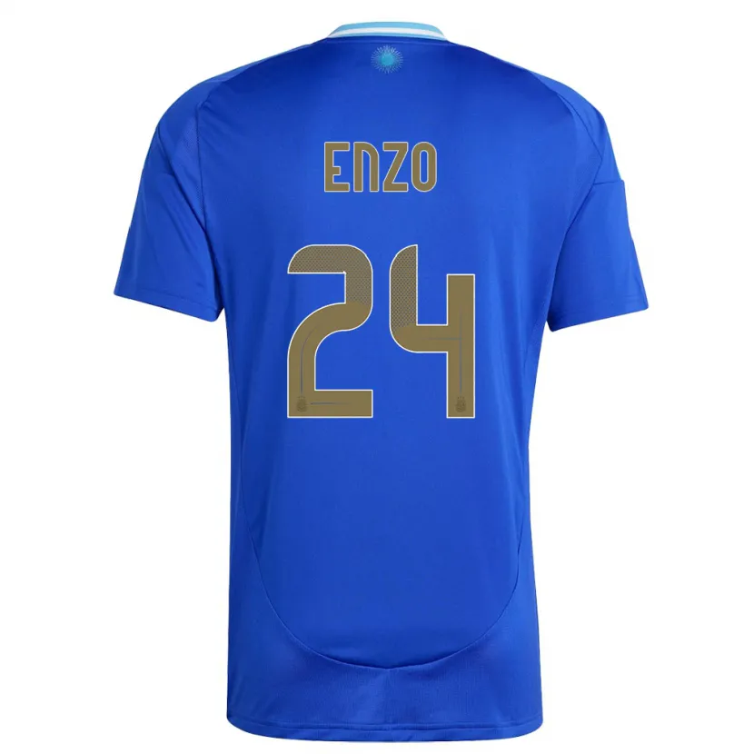 Danxen Kinder Argentinien Enzo Fernandez #24 Blau Auswärtstrikot Trikot 24-26 T-Shirt Schweiz