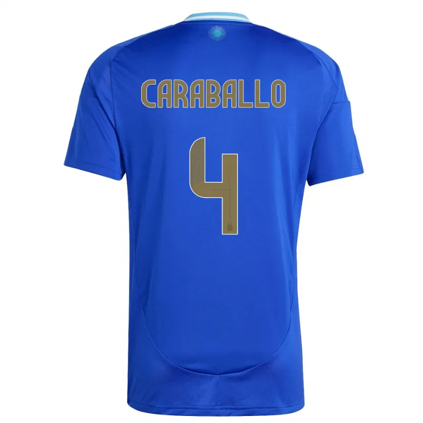 Danxen Kinder Argentinien Brian Caraballo #4 Blau Auswärtstrikot Trikot 24-26 T-Shirt Schweiz