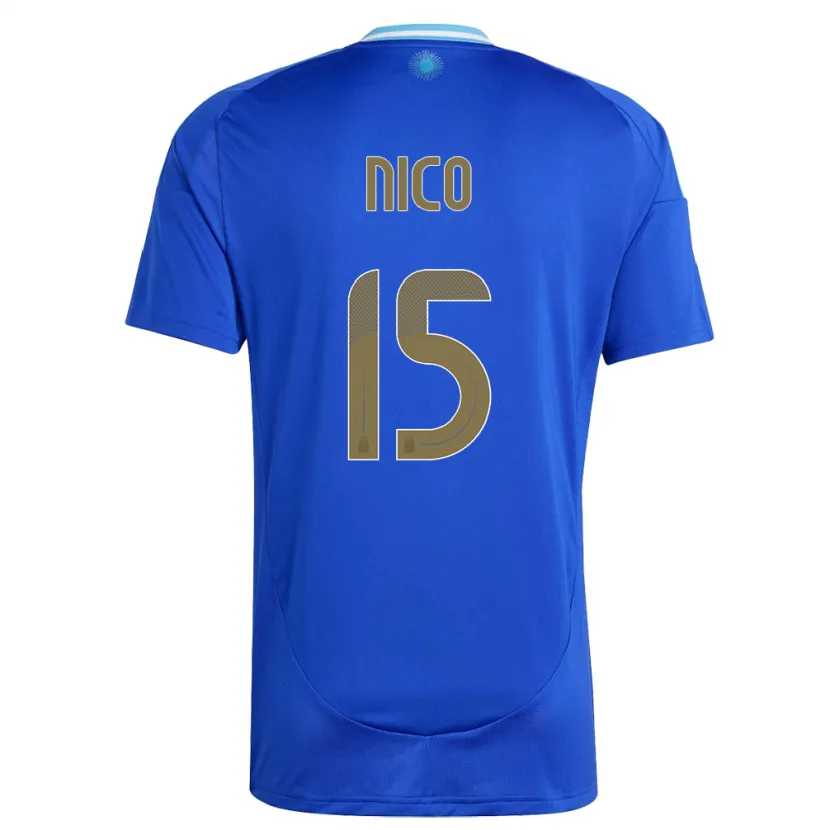 Danxen Kinder Argentinien Nico  #15 Blau Auswärtstrikot Trikot 24-26 T-Shirt Schweiz